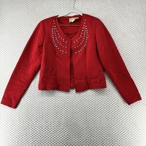 New Frontier Red Embellished Western Jacket Studded Blazer Small